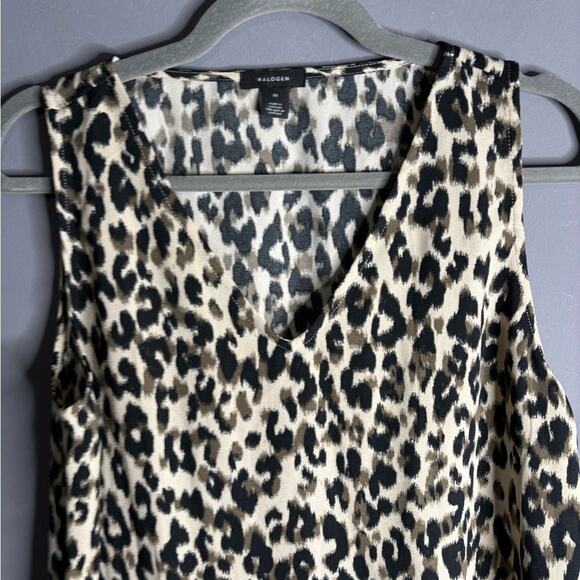 Halogen Brown and Black Leopard Print Sleeveless Blouse With V Neckline Size M - Picture 2 of 6